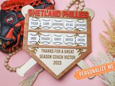 personalized wooden baseball or softball fan tags