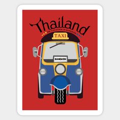 a poster with the words thailand and an image of a tuk - tuk