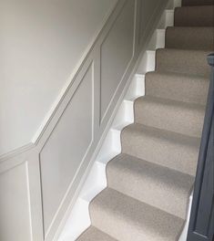 an image of a staircase with carpeted stairs