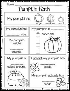 pumpkin math worksheet for students to practice their skills on the fall and winter months