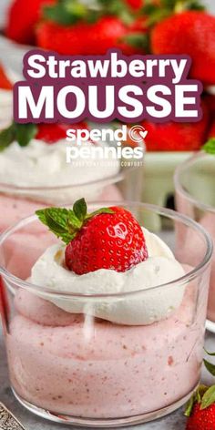 strawberry mousse with whipped cream and fresh strawberries