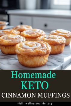 homemade keto cinnamon muffins with text overlay