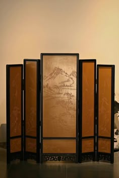 Screen Design Interior, Coromandel Screen, Chinese Furniture, Dragon Illustration, Folding Screen, Screen Design, Traditional Chinese