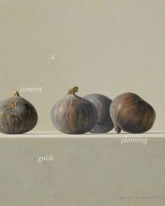 three figs sitting on top of a counter next to each other with words describing the different types of figs