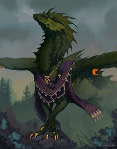 the green dragon is standing on its hind legs