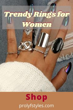 cute women rings, black and silver rings, rings for teens, rings for girlfriend, rings for fashionista Silver Stackable Rings For Party, Bohemian Alloy Rings As A Gift, Bohemian Alloy Rings As Gifts, Bohemian Metal Rings For Party, Bohemian Party Rings, Vintage Silver Alloy Rings, Party-style Open Midi Rings, Bohemian Silver Rings For Parties, Trendy Adjustable Rings For Parties