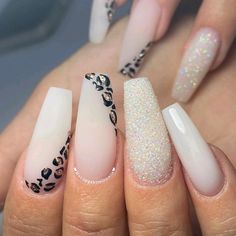 New Years Themed Nails, Pretty Nail Designs Acrylics, January Nails, Khloé Kardashian, Leopard Print Nails, October Nails