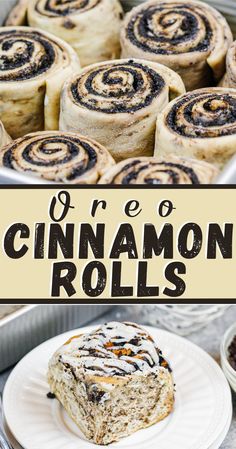 there is a plate with cinnamon rolls on it and the title reads, oreo cinnamon rolls