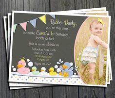 Rubber Duck Birthday Invitation - FREE Thank You Card included Rubber Duck Invitation, Rubber Duck Party, Free Thank You Cards