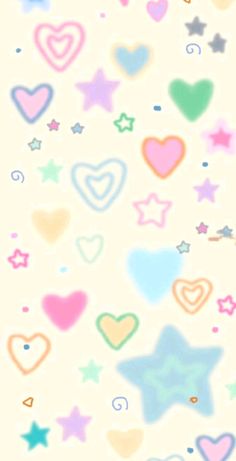 colorful hearts and stars on a white background