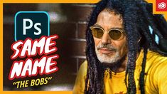 a man with dreadlocks and yellow shirt in front of a brick wall that says, same name the bobs