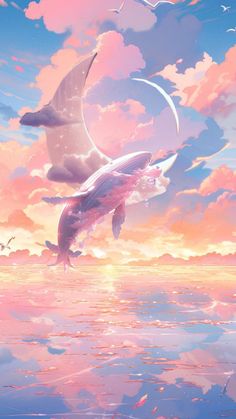 Dreams come true when we act Aesthetic Whales, Dreamy Artwork, Cute Galaxy Wallpaper, Whale Art, Beautiful Wallpapers Backgrounds, Cool Wallpapers Art, Pretty Wallpapers Backgrounds, Japan Art, Sea World