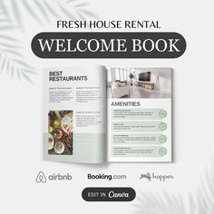 the fresh house rental welcome book is open and ready to be used as a hotel