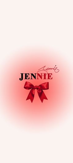 a red bow with the name jennye on it's front and back side