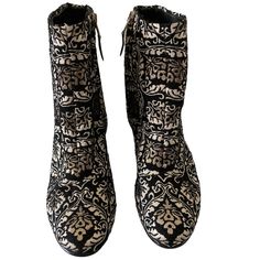 Sam Edelman Taye Metallic Jacquard Damask Ankle Boot Womens Size 6.5 Paisley Nwt Gold Metallic Design Animal Print Boots, Sam Edelman Boots, Sam Edelman Heels, Leather Knee Boots, Metallic Design, Fun Heels, Leather Heeled Boots, Black Boots Tall, Square Toe Boots