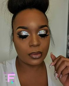 Makeup Look Black Women, Sliver Makeup, Makeup Looks For Black Women, Wedding Eye Makeup, Makeup Black Women