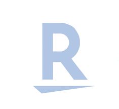 the letter r is made up of letters that appear to be in blue and white