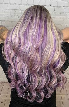 60 Best Blonde Highlights Ideas To Try in 2023 - The Trend Spotter Dyed Hair For Dirty Blonde, Blonde And Purple Hair Highlights, Blonde Hair With Dark Purple Highlights, Purple Highlights Dark Blonde Hair, Dark Blonde Hair With Purple Highlights, Purple Hair Dye Ideas For Blondes, Purple On Blonde Hair, Dirty Blonde Hair With Purple Highlights, Blonde With Lavender Highlights