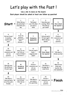 an activity sheet for students to learn how to play with the past