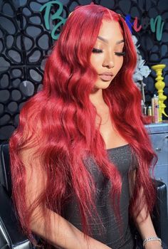 Modern Lob Haircut, Red Hairstyles For Black Women, Side Braided Hairstyles, Vday Aesthetic, Identity Shift, Colourful Wigs, Frontal Wig Hairstyles, Red Wig, Side Braid Hairstyles