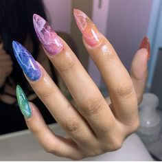 Sneaker Nails, Rainbow Nails Design, Lavender Nails, Vibrant Nails, Rainbow Nails, Nails Desing, Short Acrylic Nails, Long Acrylic Nails