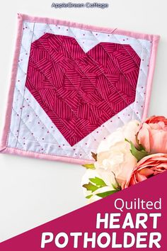 See how to make a quilted heart potholder using our free heart potholder pattern - as easy as it is adorable! Using a pieced quilt heart block, you'll create a beautiful DIY quilted heart potholder. The free heart quilt block potholder pattern comes in 10 sizes - grab them now and turn that heart square quilt block into a lovely Valentine’s potholder!