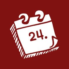 a red and white calendar with the number twenty four