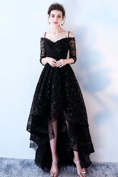 Gaun Tulle, Black Lace Prom Dress, High Low Bridesmaid Dresses, Prom Dress Lace, High Low Prom Dress, Wedding Dresses High Low, Lace Evening Dress, High Low Prom Dresses