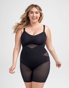 Targeted X compression sculpts your midsection, a built-in bra lifts without underwire, and power mesh smooths your thighs. Smoothing fabric eliminates back bulge. Honeylove, Mid-Thigh Bodysuit for Women in Toffee, Size: Small Plus Size Bodysuit, Swimwear Shoot, Female Human, Plus Size Lingerie, Toffee, Quality Clothing, Apparel Accessories, Built In, Latest Trends