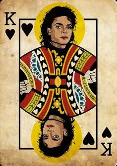 the king of hearts playing card with two faces on each side and one face in the middle