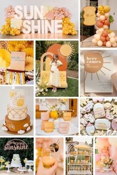 a collage of photos with different types of food and decorations