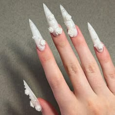 Wedding Acrylic Nails, Fake Nails White, Press On Nails Long, Milky Nails, Long Press On Nails, Long Stiletto, Manicure Tips, White Nail, Nail Idea