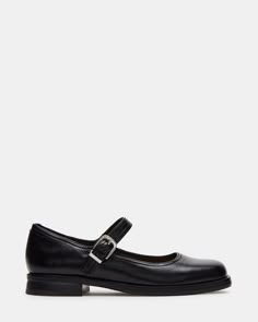 DELANCY Black Leather Mary Jane | Women's Flats Mary Janes Steve Madden, Steve Madden Mary Janes, October Clothes, Steve Madden Loafers, Shoes Wishlist, Steve Madden Flats, Winter 2024 Fashion, Steve Madden Store, Black Flats Shoes