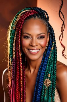 default a vibrant professionallylit portrait of a 40 woman sho 5 157158a6 03f2 4021 a9f4 2d02a4404a6d Braided Hairstyles With Color, Hairstyles With Color, Rainbow Braids