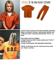 an orange is the new black costume for girls and boys, with instructions to make them look like they're in prison