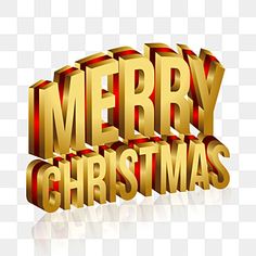 merry christmas text with red and gold letters on transparent background, hd png clipart