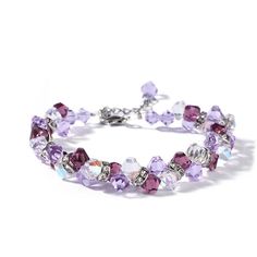 Jeulia Romantic Imitated Crystal Bracelet - Jeulia Jewelry Purple Crystal Bracelet, Braid Jewelry, Sparkle Bracelet, White Crystals, Bracelet Online, Jewelry Making Tutorials, Purple Crystals, Bead Jewellery, Crystal Bracelet