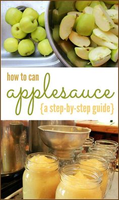 an image of apples in jars with the title how to can apple sauce?