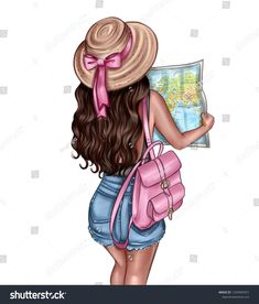 a girl with a pink backpack is looking at the map and holding it in her hand