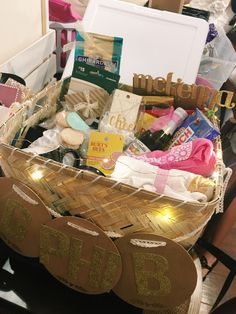 a pair of flip flops sitting on top of a table next to a basket