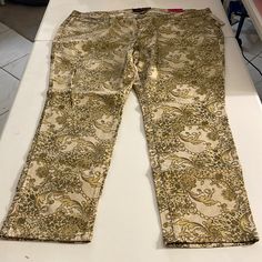 2% Spandex 98% Cotton. New With Tags. Gold Casual Stretch Gold Pants, Spring Stretch Gold Pants, Casual Stretch Gold Bottoms, Gold Stretch Trousers, Gold Cream, Almost Famous, Cream And Gold, Stretch Jeans, Jeans Pants