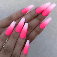 Yellow Nail Art, Cute Acrylic Nail Designs, Glow Nails, Ballerina Nails, Summer Acrylic Nails, Pink Acrylic Nails