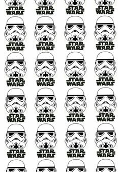 star wars helmets are shown in black and white, as well as the faces of storm troopers