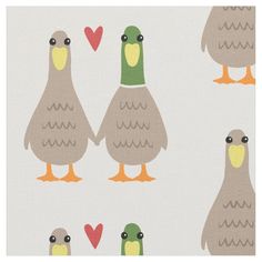 an image of birds with hearts on the back and one bird holding its beaks