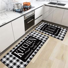 kitchen area rugs with black and white checkered design