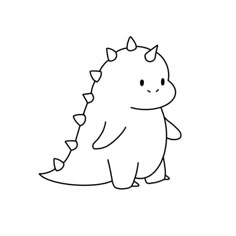 a drawing of a small dinosaur with spikes on it's head, sitting down