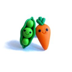 Funny Gifts for Kids Friendship Jewelry Food Jewelry Peas - Etsy Earrings Emo, Carrot Earrings, Homemade Earrings, Miniature Food Jewelry, Polymer Clay Jewelry Tutorials, Handmade Clay Jewelry, How To Make Clay, Food Earrings, Friendship Jewelry