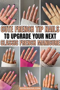 French Tip Nails French Nails Manicure, Cute French Tip Nails, Classic French Nails, Cute French Tip, Fun French Manicure, Colored French Nails, French Nails Design, Gel French Tips, Ongles Gel French