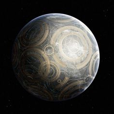 an artist's rendering of a planet in space with swirling designs on its surface