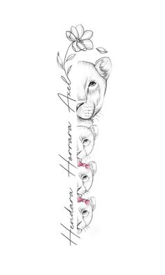 a drawing of a bear with flowers on it's head